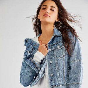 NWOT Free People Rumors Denim Jacket (Light Indigo) L